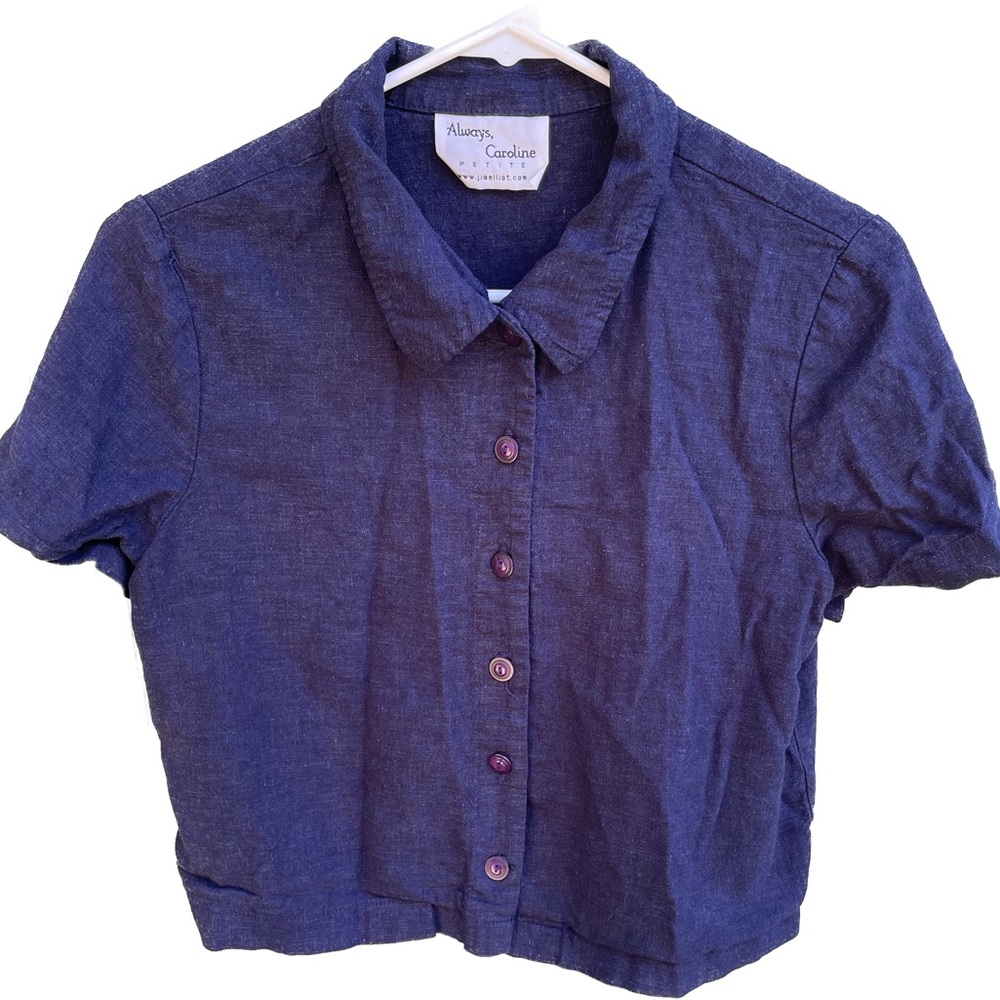 Always Caroline | Vintage Petite Blue Button Up Top | Size S